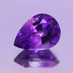 6.17cts Flawless Intense Rich Purple Natural Amethyst From Bolivia 15x11mm Pear - Picture 1 of 4
