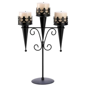 HOME LIGHTING DECOR MEDIEVAL TRIPLE CANDLE STAND GOTHIC - Picture 1 of 2