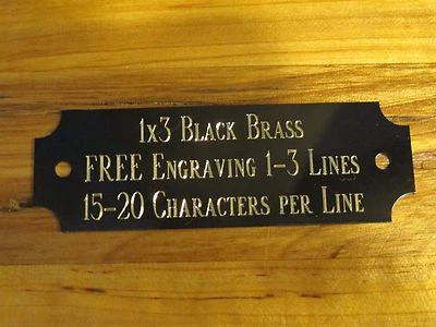1"x3" BLACK BRASS NAME PLATE ART-TROPHIES-GIFT-TAXIDERMY-FLAG CASE FREE ENGRAVE - Image 1 of 3