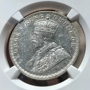 1916 (B) India-British George V Silver Rupee NGC MS62 Bombay KM# 524 - Picture 1 of 9