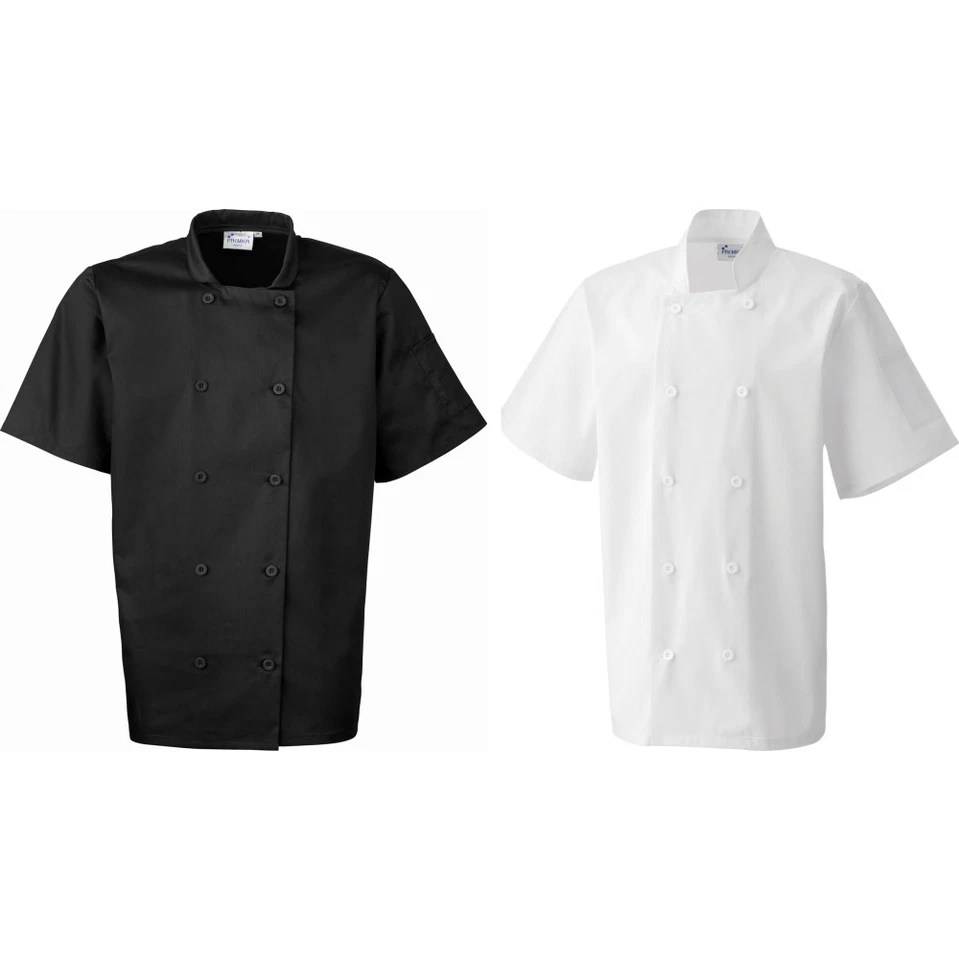 Erwachsene Unisex Männer Frauen Premier Kurzarm Koch Koch Restaurant Jacke Oberteil