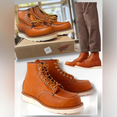 Bota de trabalho Red Wing Heritage masculina clássica 6 polegadas Moc Toe 875 Oro Legacy EUA - Imagem 1 de 4