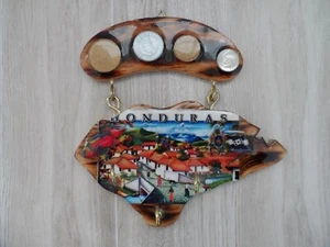 HONDURAN SOUVENIR~2 PC. HANGING WOOD 3 HOOK KEY HOLDER~4 LEMPIRAS~COLORFUL - Picture 1 of 21