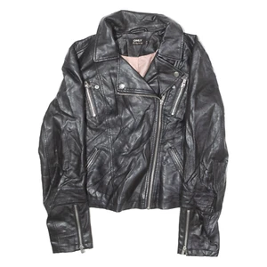 ONLY Womens Biker Jacket Black Leather Faux Leather S - Picture 1 of 6