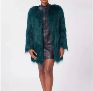 Neu! LITA BY CIARA Luxuriöser Kunstfellmantel in Deep Teal Größe S - Bild 1 von 16