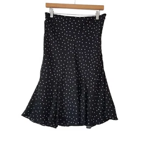 Vtg Jessica Howard Womens 12 Polkadot Skirt Coquette Whimsygoth Godet Black - Picture 1 of 9