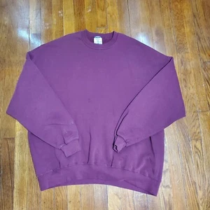 VINTAGE Jerzees Sweater Adult 3XL Red Maroon Made in USA Blank Fleece 90s - Picture 1 of 13
