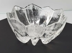 Clear Glass Bowl Petal Flower Shape Small Round Heavy Dish Candle Candy Trinket - Picture 1 of 8