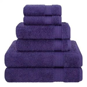 Premium Quality 100% Cotton 6-Piece Bath Towel Set, Purple - Picture 1 of 12