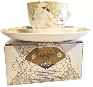 NIB MAXWELL WILLIAMS KIMONO TEACUP SAUCER SIDE PLATE WHITE RARE & TEA INFUSER - Picture 1 of 18