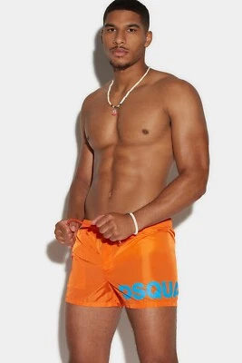 Costume Bagno Mare Uomo DSQUARED 2 ICON SWIM D7B5C4690 BOXER MIDI ARANCIONE - Imagen 1 de 4
