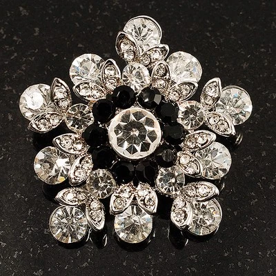 Broche estrella de cristal de Swarovski (claro y negro) Foto 1 de 4