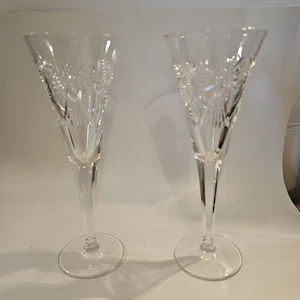 Waterford Millennium Kristall Flöten, Kelch Stiel Wein Wasser Gläser 2er Set - Bild 1 von 14