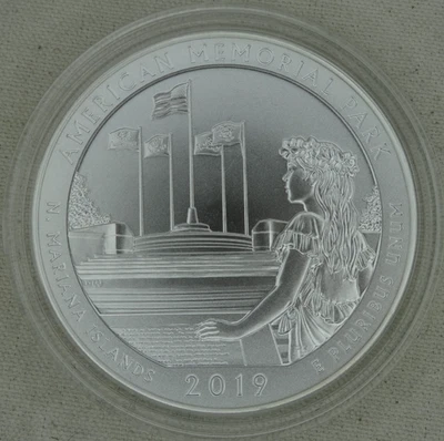 2019-P American Memorial Park 5 oz Silver Quarter .999 Fine ATB US Mint Satin - Image 1 of 2