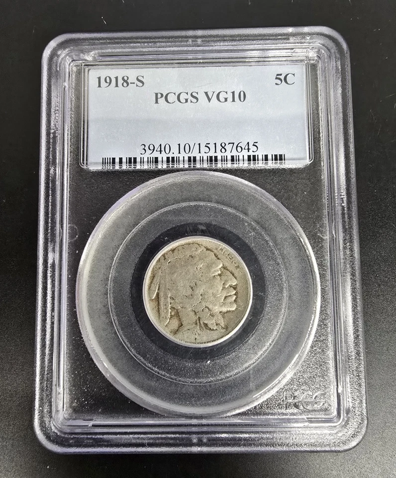 1918-S Buffalo Nickel PCGS VG10 *Semi-Key Date - Image 1 of 2