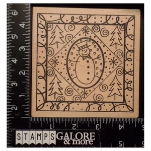 The Artful Stamper Rubber Stamps XL COLLAGE SNOWMAN FRAME TREES SNOW SWIRLS 1720 - Picture 1 of 2