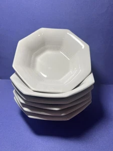 (6) Sechs Independence Ironstone Interpace weiß achteckig 6 3/4 Suppe Müslischale - Bild 1 von 7