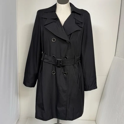 Anne Klein Trench Coat Black Womens XL Polyester With Belt - Image 1 of 4