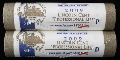 2009 1C LINCOLN CENT MINT WRAPPED ROLL P&D SET - PROFESSIONAL LIFE - Image 1 of 2
