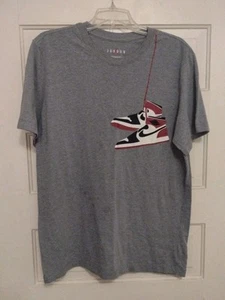 Mens T-SHIRT Nike AIR Michael JORDAN Hanging Shoe Jumpman Grey Sz L - Picture 1 of 8