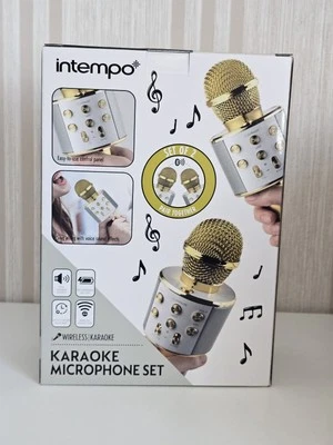 Intempo® Karaoke Set Microphone Set 2 Mikrofone gold Wireless Bluetooth 2x5W Box - Bild 1 von 4
