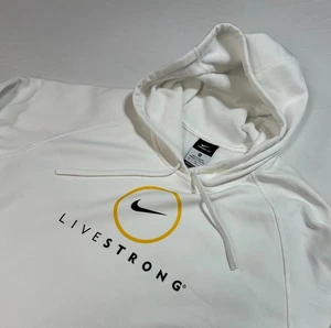 Nike Livestrong Therma Fit Hoodie Fleece Lined White Size XL - Picture 1 of 7
