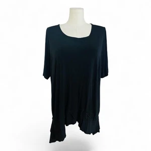TS TAKING SHAPE Black Crushed Short Sleeve Tunic Plus Size M (18-20) - Picture 1 of 3