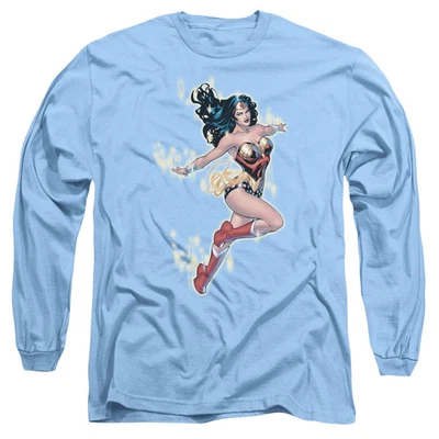 Jla Simple Wonder Mens Long Sleeve Shirt Carolina Blue Officially Licensed - Image 1 of 3