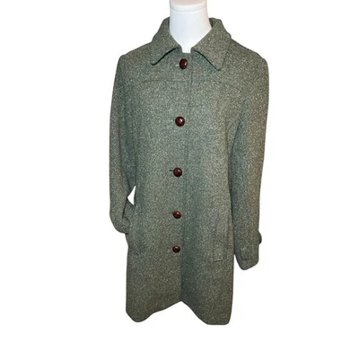 L.L. Bean Women's Wool Tweed Car Coat Overcoat Jacket M Regular Vintage 90s - Image 1 of 4