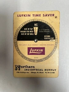 Vtg Lufkin Time Saver Drill Tap Size Selector Guide Slide Rule Calculator (A3) - Picture 1 of 5