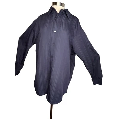 NUEVO CON ETIQUETAS Axcess A Claiborne Co Hombres XL Camisa de Vestir Azul Rayas Cuello Botón Dow Foto 1 de 4
