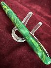 Beautiful Bexley Green Marbled Fountain Pen Medium Gold Nib Excellent Used Cond