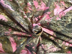 True Timber Pink Camouflage Trees Branches Outdoors Minky Fabric Print 23" x 22" - Picture 1 of 7