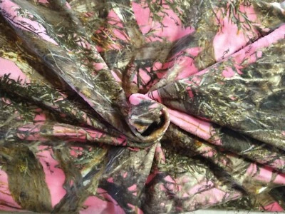 True Timber Pink Camouflage Trees Branches Outdoors Minky Fabric Print 23" x 22" - Image 1 of 4