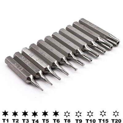 Micro Torx Bit Driver Set Security Torx T1 T2T3 T4 T5 TR6 T8H T9H T10H T15H T20H - Image 1 of 4