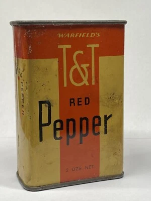 Lata de especias de colección Warfields T&T Red Pepper Metal Thomson & Taylor Chicago Foto 1 de 4