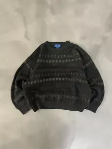 Vintage Cable Knit Coogi Style Sweater Pattern Earth Tone Color block - XL - Picture 1 of 6
