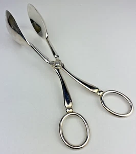 Vintage Silverplate Salad Tongs Italy EP Zinc 11" Serving Fruit Scissor Classic - Picture 1 of 11