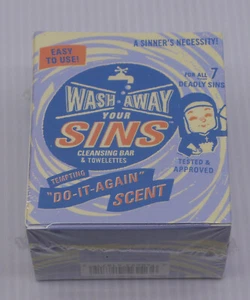 VINTAGE WASH AWAY YOUR SINS REINIGENDE SEIFE & TÜCHER, GAG GESCHENK, VERSIEGELT - Bild 1 von 3