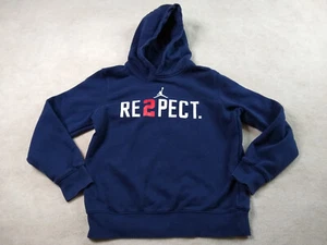 Jumpman Re2pect Hoodie Sweatshirt Boys L 12-13 Navy White Red Spellout Logo - Picture 1 of 6