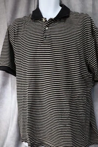 Consensus Men's Classic Polo Black White Stripe Short Sleeve Shirt Size XXL - Picture 1 of 3