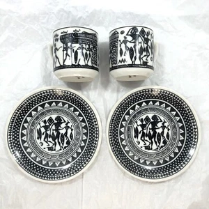 Set of 2 GREEK HANDMADE MINI CUPS & SAUCERS - Picture 1 of 12