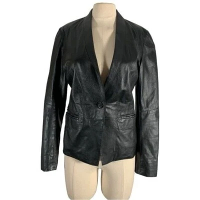 Vintage Bod Christensen Womens Leather Jacket Size 8 V neck Pockets Button front - Image 1 of 4