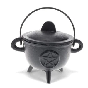 Cast Iron Cauldron Pentacle Black Incense Burner 14x11x13.5cm - Picture 1 of 2