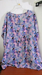 Rosa con PÁJAROS, FLORES, HOJAS TRAJE DE BAÑO TRANSPARENTE ENCUBRIMIENTO ~ Mujer Talla Única - Imagen 1 de 3