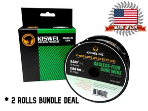 (Hecho en USA) K-NGS E71T-GS .035 in. Diámetro 2 lb. Cable de núcleo de flujo sin gas (2 rollos) - Imagen 1 de 10