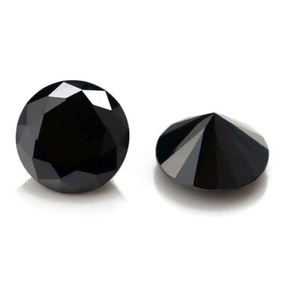 AAA Synthetic Black Spinel 2.50mm Round Cut Faceted Loose Gemstone Calibrated - Image 1 of 4