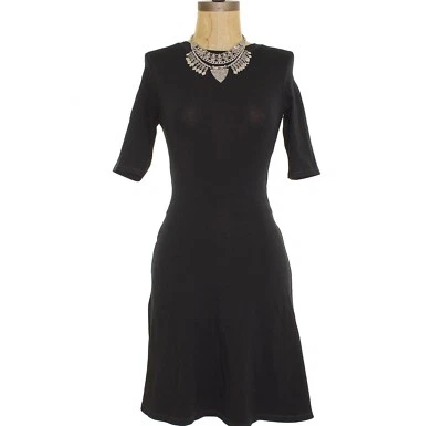 Topshop Clean Flippy Tunic Skater Dress 2  3/4 Sleeve Black NEW B50 - Image 1 of 3