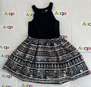 Knit Works Girl’s Dress size: 14 Black Top Patterned Skirt Sleeveless A Line - Picture 1 of 8