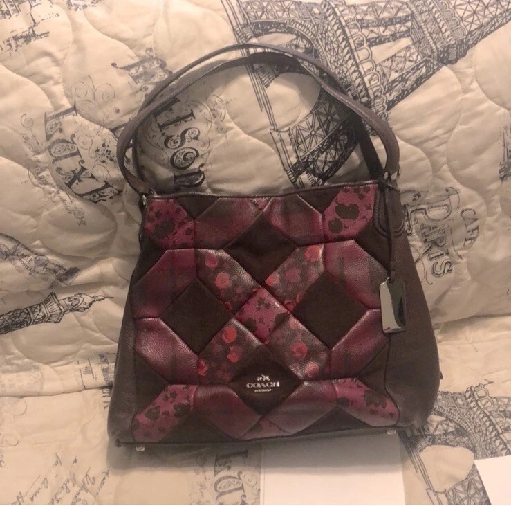 Coach Edie 31 Patchwork Leather Shoulder Bag Large Purple Women - Image 1 of 4